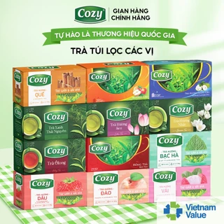 Trà Túi Lọc Cozy Các Vị Trà Ô Long, Trà Xanh, Hồng Trà, Trà Sen, Trà Đào, Trà Dâu,Trà Mãng Cầu, Trà Vải, Trà Quế, Bạc Hà