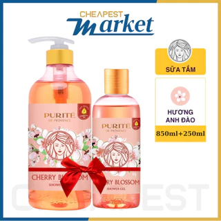 Sữa Tắm Chiết xuất Hoa Anh Đào, Hoa Hồng Sáng Mịn Purité 850ml + 250ml