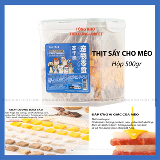 Thịt sấy lạnh cho mèo 1 hộp 500gr mix vị 10 loại nguyên liệu tươi mới thơm ngon, tiện lợi, dinh dưỡng (có bán sỉ)