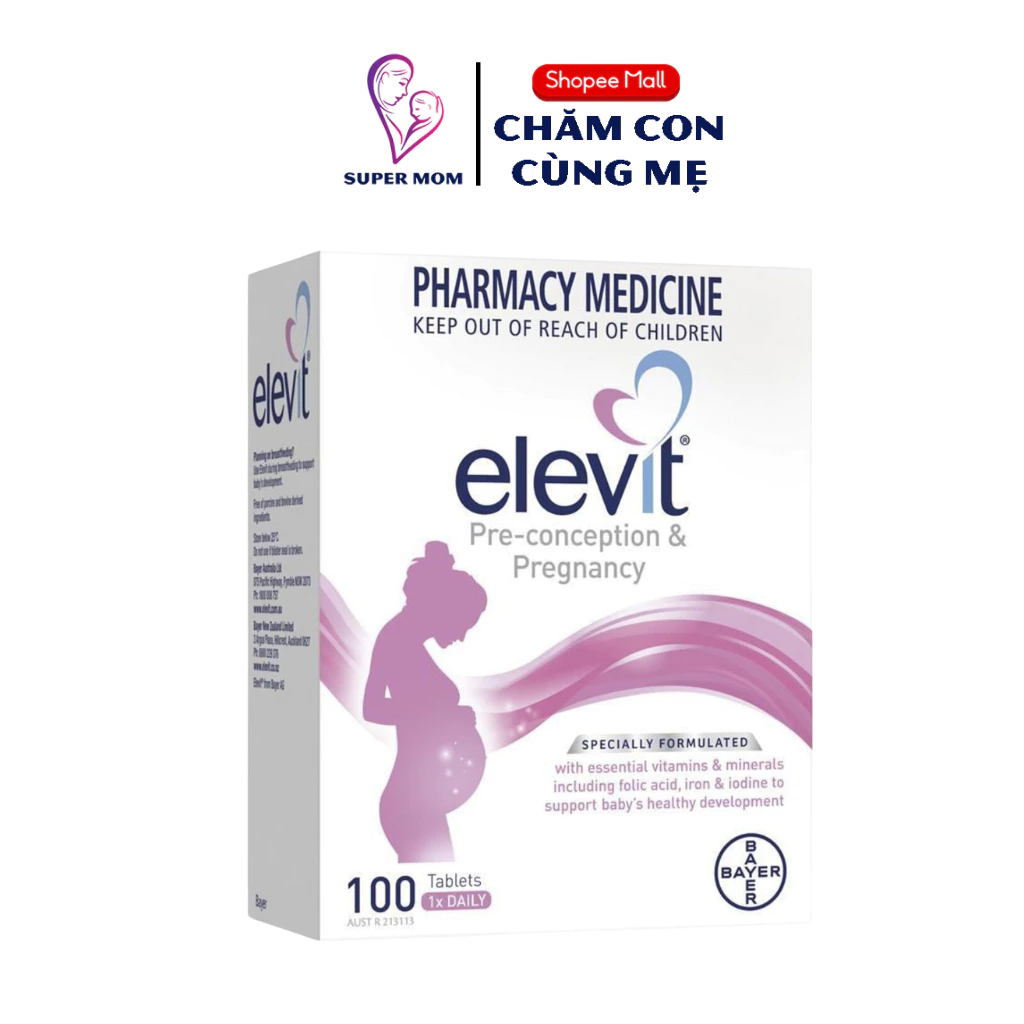 Elevit bầu Úc - Vitamin Tổng Hợp cho bà Bầu 100 viên mẫu mới date mới, giúp mẹ bầu khỏe, con khỏe