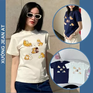 Áo Thun Baby Tee In Hình Cún Và Gà Xinh Xắn, Áo Thun Tay Ngắn Kiểu Dáng Ôm Thời Trang In Hình Dễ Thương 640