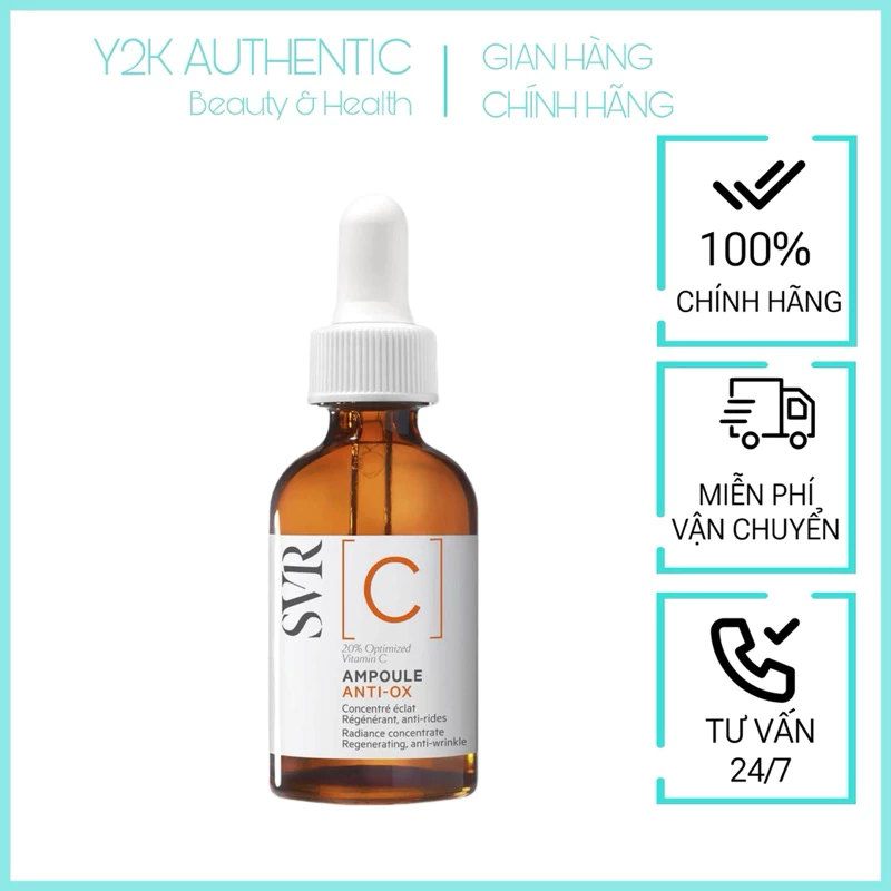 Tinh chất Vitamin C SVR Ampoule Anti-Ox 20% Optimized  Giúp Sáng Da Và Ngăn Ngừa Lão Hóa 30ml