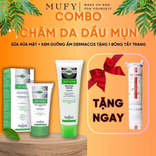 [COMBO CHĂM DA DẦU MỤN] Sữa Rửa Mặt + Kem Dưỡng Ẩm DERMAC0S TẶNG 1 BÔNG TẨY TRANG