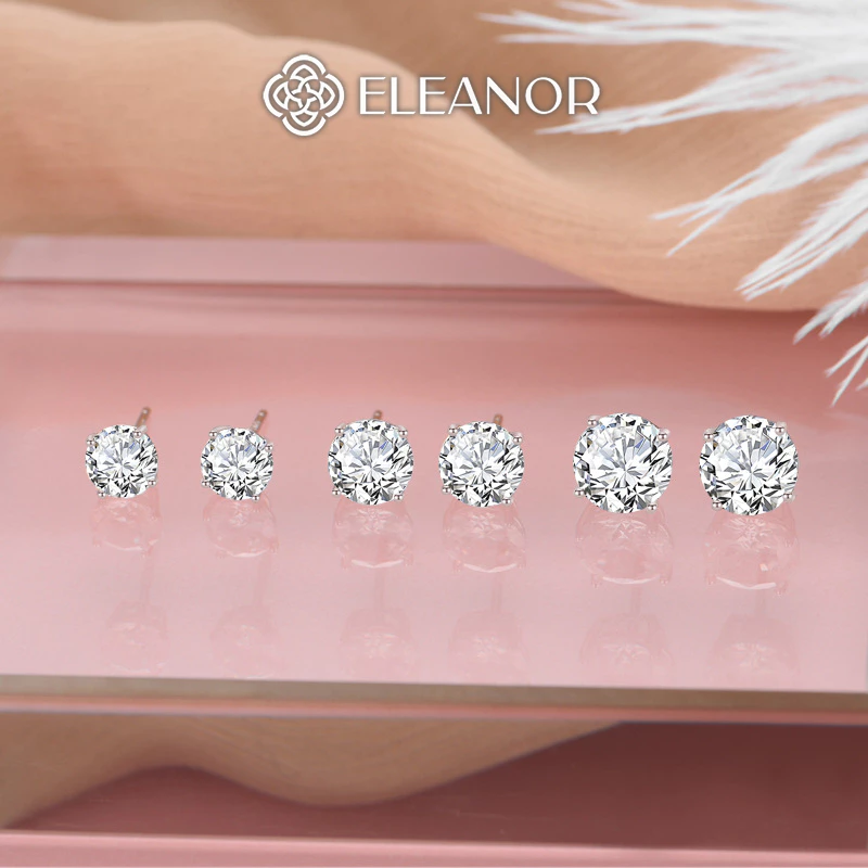 Bông tai nữ nụ đính đá chuôi bạc 925 Eleanor Accessories khuyên tai basic phụ kiện trang sức 3240