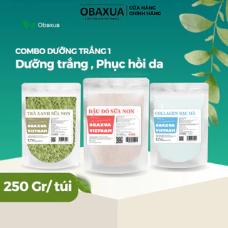 Bột Đậu Đỏ Sữa Non, Trà Xanh Sữa Non,Dẻo Colagen bạc hà (Combo Làm Đẹp Da Obaxua) 250g/túi - Dưỡng Trắng, Hồi Phục Da