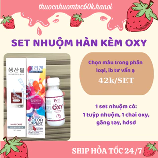 Thuốc nhuộm tóc hàn quốc kèm oxy trợ dưỡng găng tay