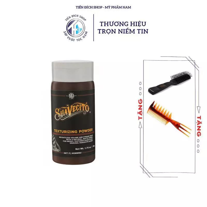 [CHÍNH HÃNG] Bột tạo phồng tóc Suavecito Texturizing Powder 50gr từ USA + Tặng lược tạo kiểu sấy Chaoba HOẶC Lược Textur