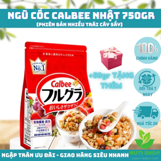 [TẶNG THÊM +50G] - Ngũ cốc Calbee Nhật Bản hoa quả , trái cây dùng ăn sáng - ăn kiêng giảm cân phiên bản mới 800g