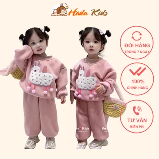 Bộ nỉ cho bé gái hàng đẹp, bộ quần áo Hoodie cho bé 10-30kg Set đồ đông cá tính cho bé gái Hadukids