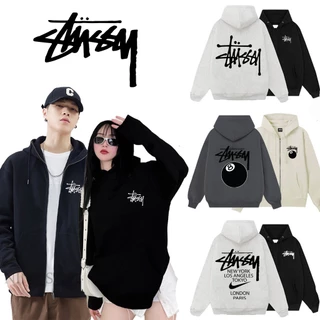 Áo khoác hoodie zip STUSSY basic nam nữ mũ 2 lớp nỉ bông cotton dày dặn kéo zip form rộng unisex basic chính hãng 8