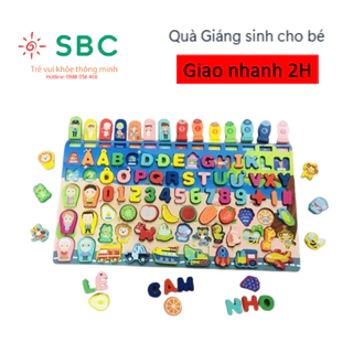 Đồ chơi bảng câu cá xếp hình gỗ học chữ số thông minh 7 trong 1 cho bé