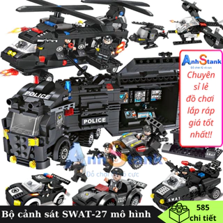 [585 CHI TIẾT] Đồ chơi lắp ráp City SWAT Đặc Nhiệm 27 in 1 mô hình Xe Robot và Máy Bay AT8839