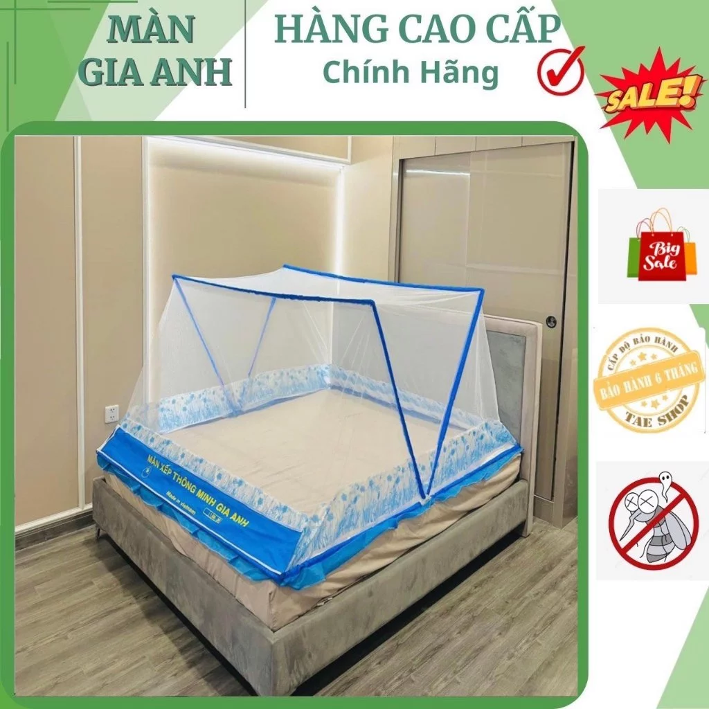 Màn Chụp Tự Bung Khung Xếp Gấp Gọn - Mùng Chống Muỗi Và Côn Trùng - Hàng VNXK - Bảo Hành 12 Tháng