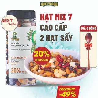 Hạt mix dinh dưỡng cho bà bầu NUTTYFOOD, hũ 350g/600g, mix 5 hạt cao cấp và 2 quả sấy, ăn kiêng, giảm cân