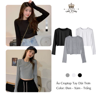 Áo Croptop TABI Tay Dài Trơn Basic 5 Màu Hàn Quốc Cực Xinh