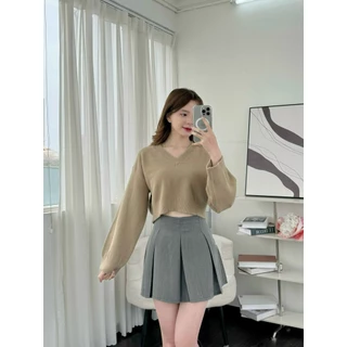 Áo len cổ tim dài tay phong cách hàn quốc , áo len croptop mềm mịn xiemy - Mã: 532 P0/K37