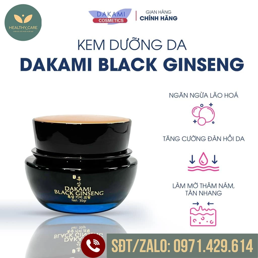 (Cam Kết Chính Hãng) Kem Face Nám Nhân Sâm Đen Dakami Black Ginseng 50 gram - Chống lão hóa, Nám, tàn nhang, Nếp nhăn