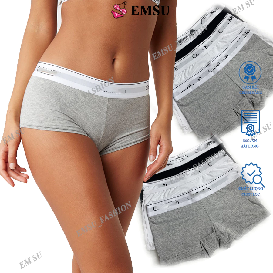 Combo 3 Quần lót đùi boxer C_K nữ cotton co dãn, quần sịp đùi nữ thể thao cao cấp