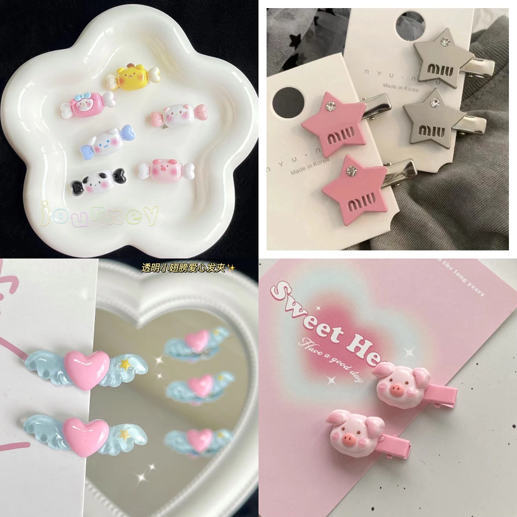 Kẹp tóc nhí hoạt hình mẫu trái tim, đám mây... cho bé gái 4-5cm KT08 🍀Clovershop68🍀