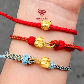 Charm mèo thần tài 24k mix vòng tay handmade may mắn Minh Tâm Jewelry