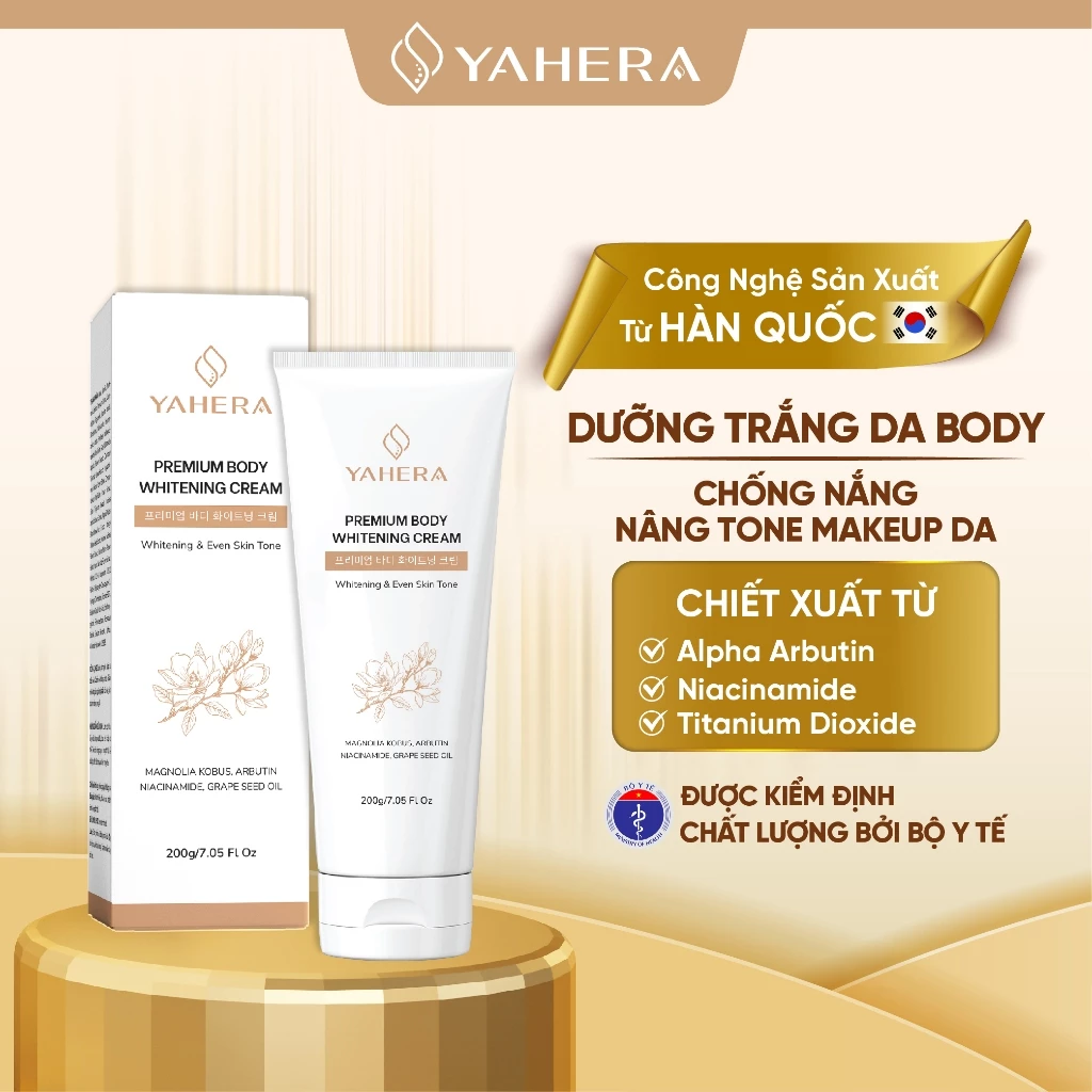 Kem dưỡng trắng da toàn thân YAHERA Premium Body Whitening Cream dưỡng trắng, dưỡng ẩm 200g