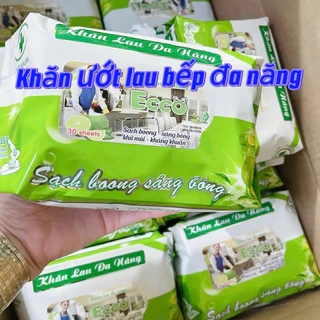 [GIÁ SỈ]Thùng 10 gói Khăn ướt lau bếp đa năng ECCO KHÁNG KHUẨN -KHỬ MÙI KT 25*32cm(800gr/1G)