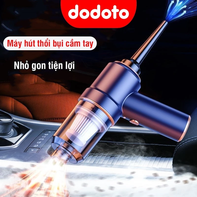 Máy hút thổi bụi cầm tay mini không dây dodoto, hút thổi bụi ô tô điều tốc công suất 20000 Pa