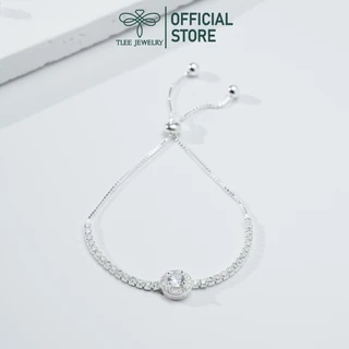 Lắc tay bạc nữ TLEE, vòng tay đá tròn dáng khóa rút xinh xắn TLEE JEWELRY