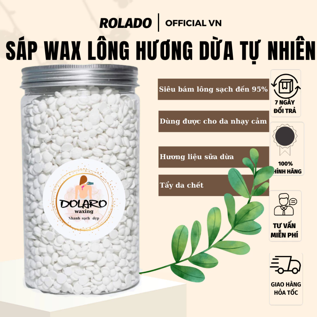 [ CHE TÊN] Sáp wax lông nóng sữa dừa DOLARO loại 1kg, kem tẩy lông dạng nóng hương dừa bám lông an toàn cho da nhạy cảm