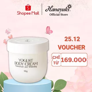 Kem Body Dưỡng Trắng Da Toàn Thân YOGURT BODY CREAM, Dưỡng Ẩm Mịn Màng Hanayuki Chính Hãng 110g