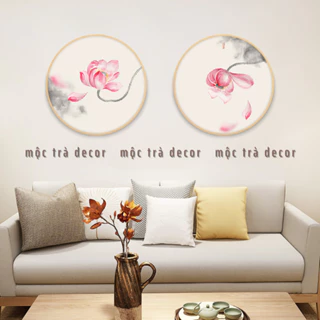 Tranh hoa sen hồng nền trắng đen giản dị mộc mạc chất canvas hoặc tráng gương tặng đinh treo [Có size lớn trong shop]