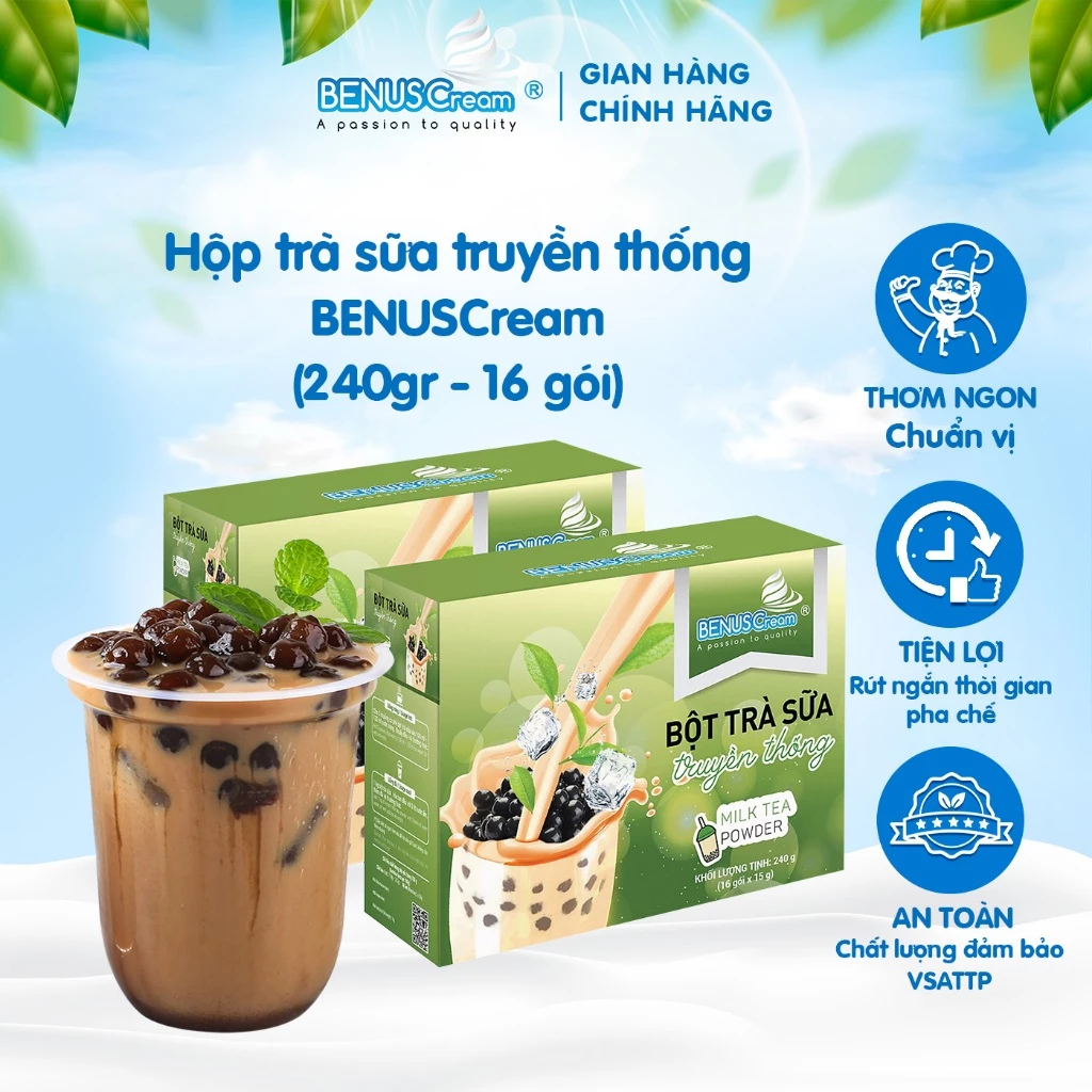 Hộp Trà Sữa Truyền Thống Benuscream - 240g ( 16 gói)