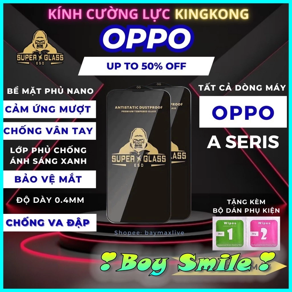 Cường lực Super ESD cho Oppo A91 A92 A92S A93 A94 A95 A96 A98 Full màn cao cấp