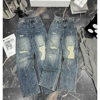 Quần jeans ống suông rách gối Cuahangjeans