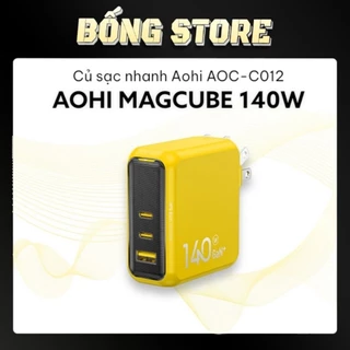 Củ sạc nhanh AOHI 140w Magcube GaN AOC-C012 2C1A chuẩn sạc nhanh UFCS hỗ trợ PD 3.1, chân gập, nhỏ gọn