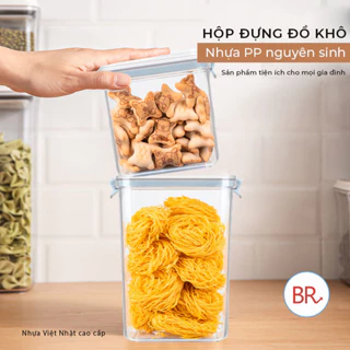 Bộ 3 hộp đựng đồ khô Hokori cao nhất 750ml,1000ml,1500ml ,Hộp bảo quản thực phẩm đồ ăn trong suốt nắp kín Việt Nhật