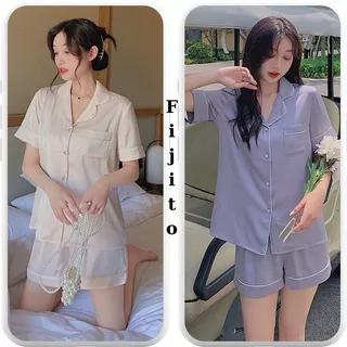 Bộ mặc nhà nữ pijama đồ ngủ lụa mềm mát, bộ đồ mặc nữ mùa hè FIJITO BN006