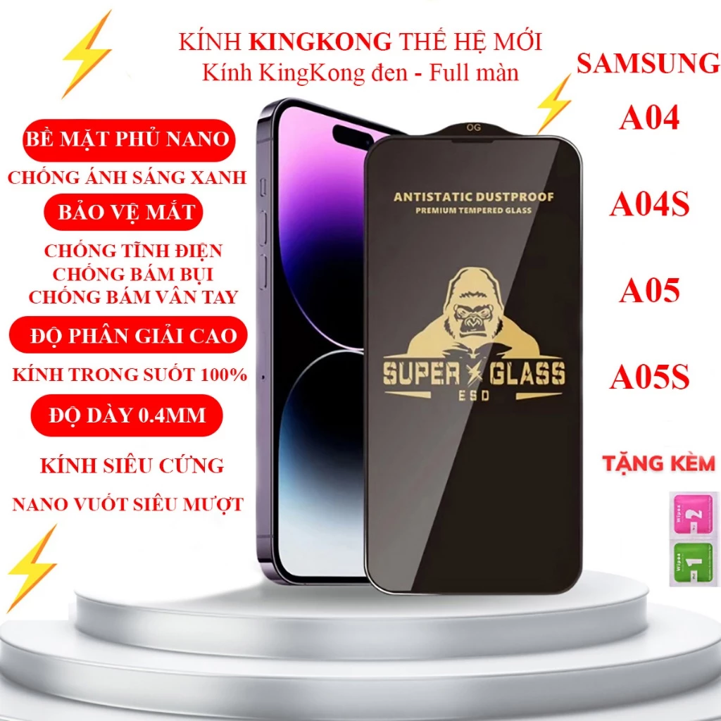 Kính cường lực Samsung A04 / A04S / A05 / A05S Kingkong full màn | Miếng dán bảo vệ màn hình