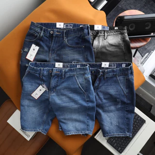 Quần short jean Dusty Tailor wash xướt nhẹ, xám basic, vải cotton 100%, form quần slimfit