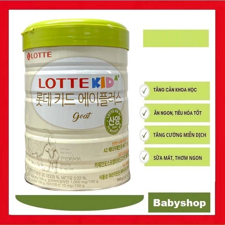 Sữa Bột Lotte Kid A+ Goat Dê hộp 760g [HSD 07/2025