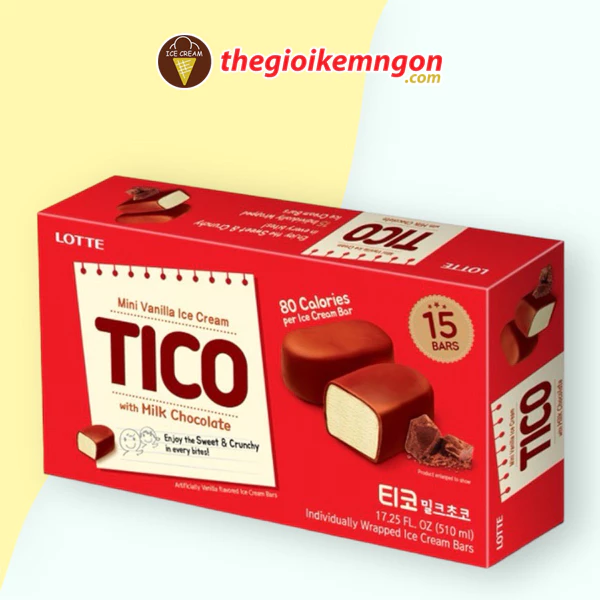 Kem viên socola sữa Hàn Quốc Lotte Tico Milk Chocolate (510ML)