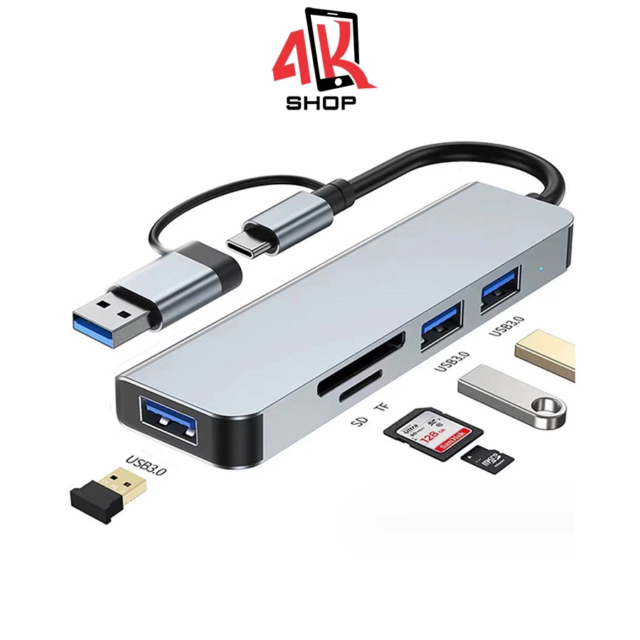 Bộ chia cổng usb kiêm đầu đọc thẻ nhớ SD đa năng chính hãng