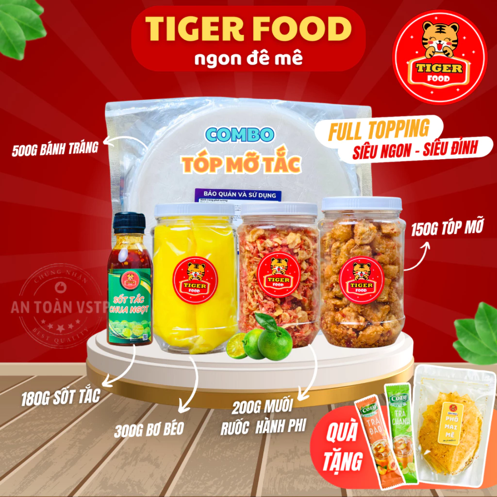 Bánh Tráng Phơi Sương COMBO TÓP MỠ TẮC - TIGER FOOD - Muối Tôm Hành Phi + Bơ Béo + Sốt Tắc Siêu Ngon Ăn Là Ghiền