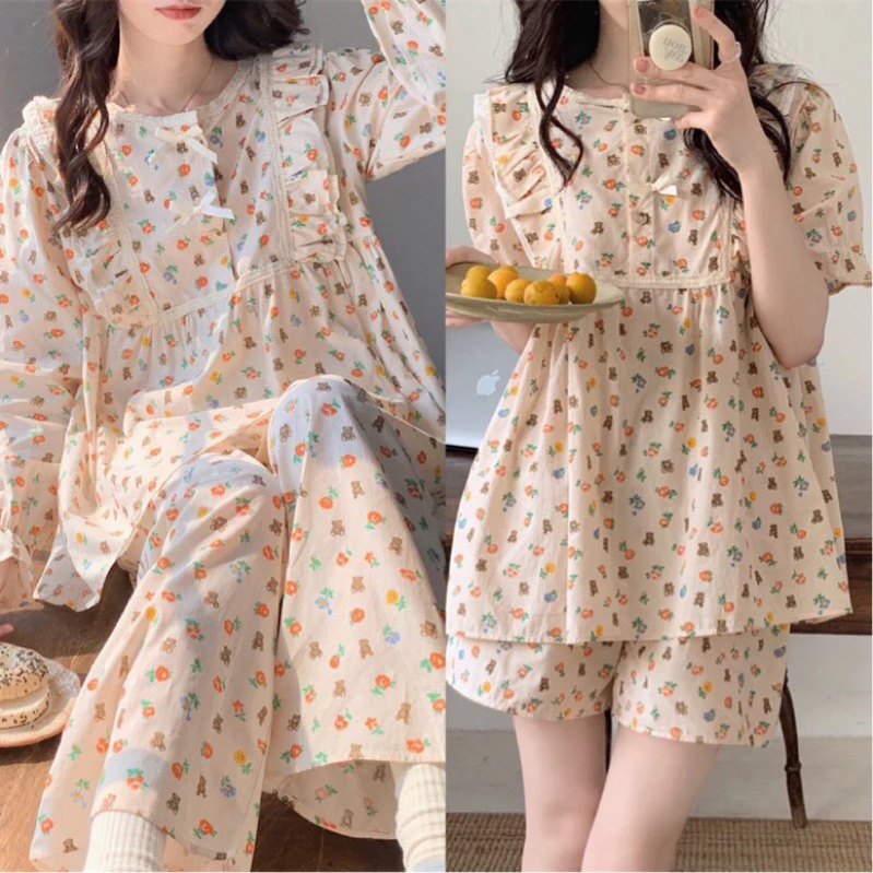 ( Sẵn Váy ) [ QCCC - VIDEO THẬT ] Đồ Bộ pijama / Váy Ngủ phong cách Hàn Quốc hoạ tiết dễ thương chất mềm mát ulzzang