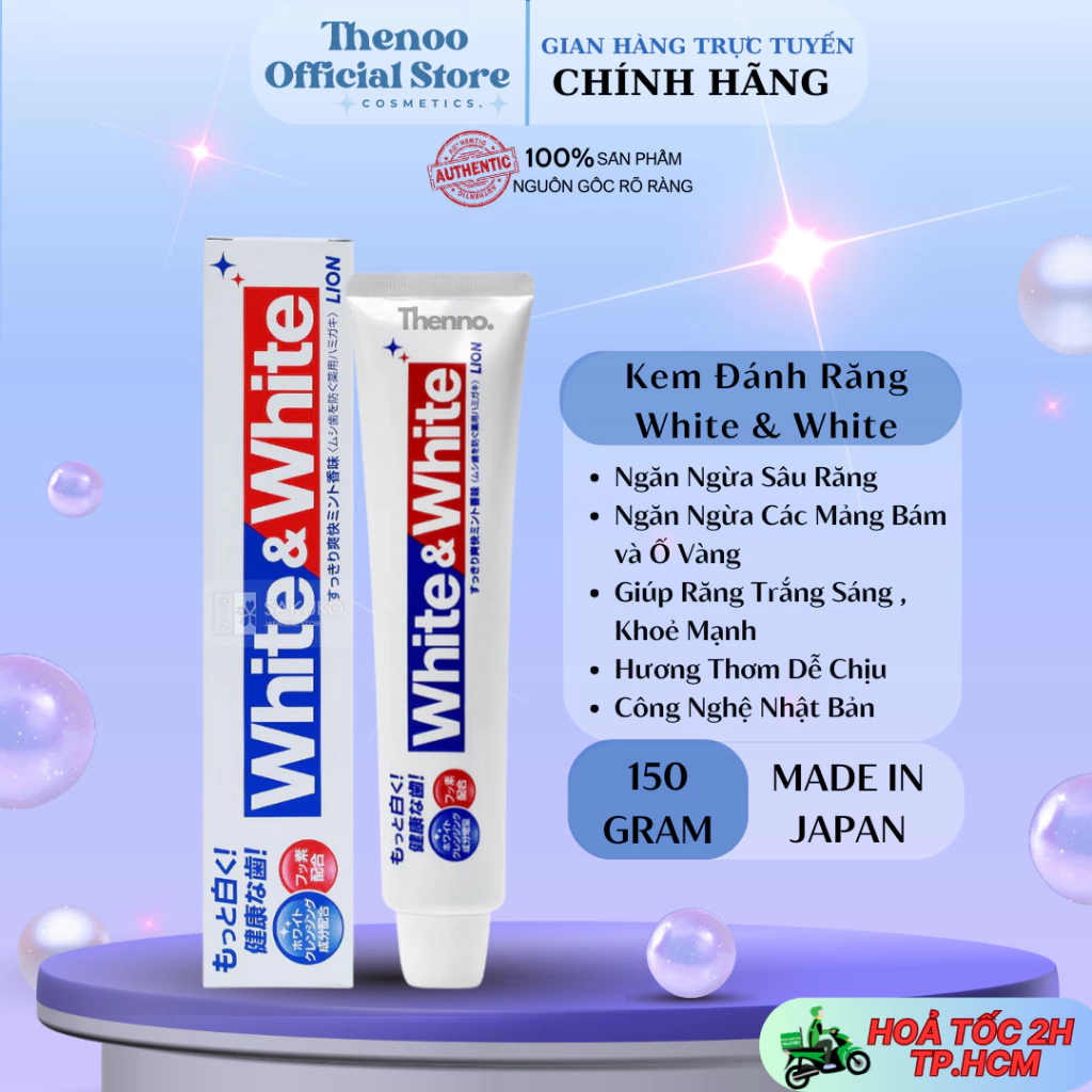 Kem Đánh Răng White & White Nhật Bản Lion 150g