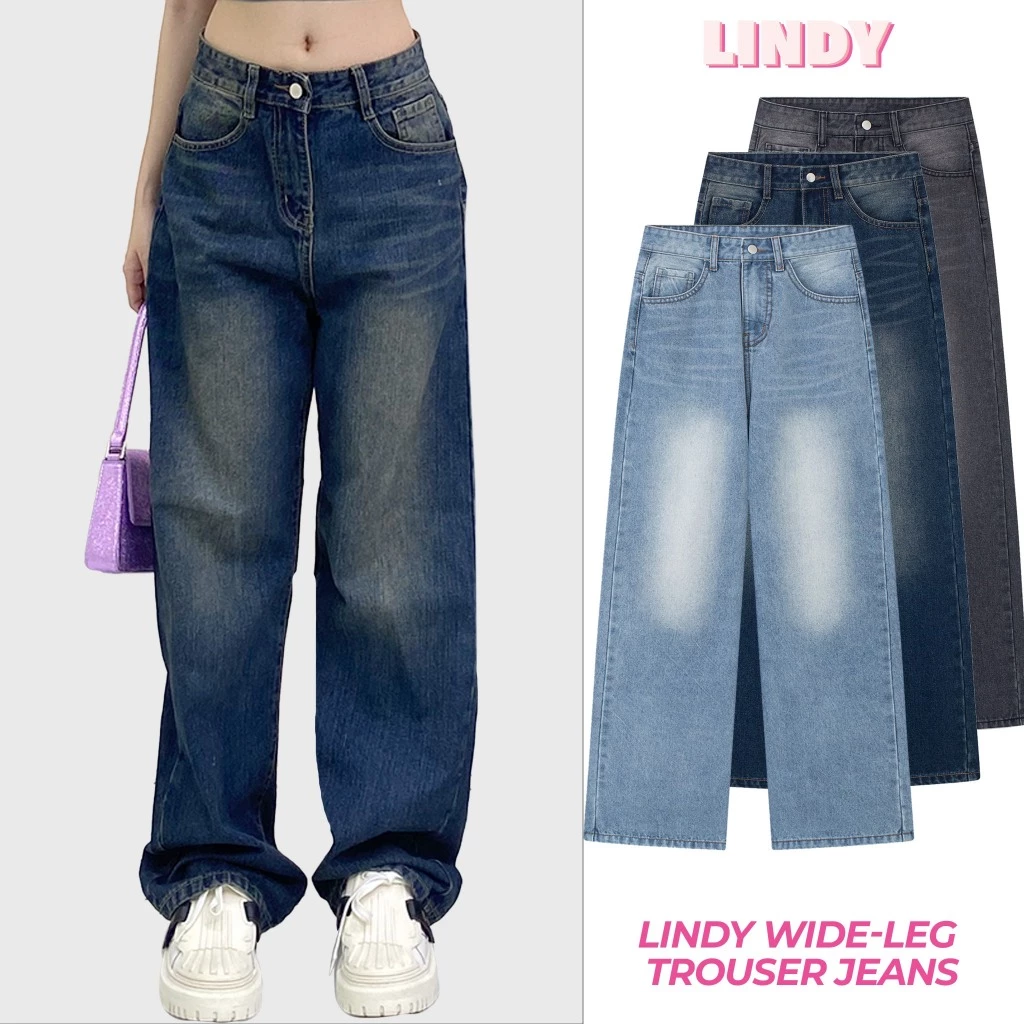 Quần Jeans Ống Suông Cạp Thấp - Lindy Wide-Leg Trousers Jeans