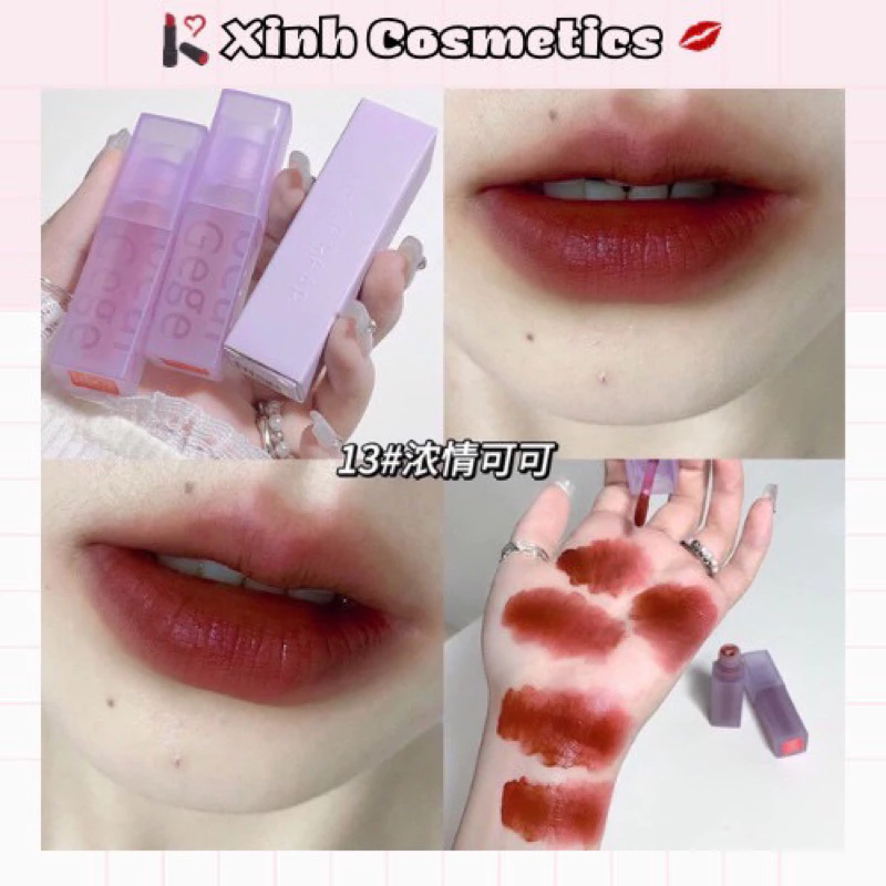 Son Gegebear lip glaze vỏ tím dưỡng ẩm không thấm nước môi tự nhiên không dễ phai màu