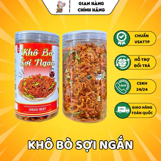 Khô Bò Sợi Ngắn Lá Chanh Loại Ngon - Lon 300g - Đồ Ăn Vặt