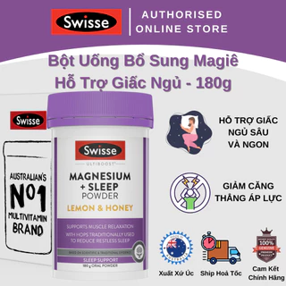 Swisse Ultiboost Magnesium + Sleep Powder - Bột Uống Bổ Sung Magiê Hỗ Trợ Giấc Ngủ - 180g