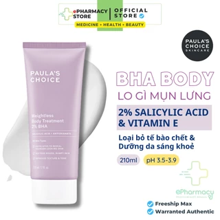 Kem dưỡng thể 2% BHA Body Paula's Choice Body Treatment 2% BHA giảm mụn cơ thể, giảm dày sừng nang lông 210ml (lemy)